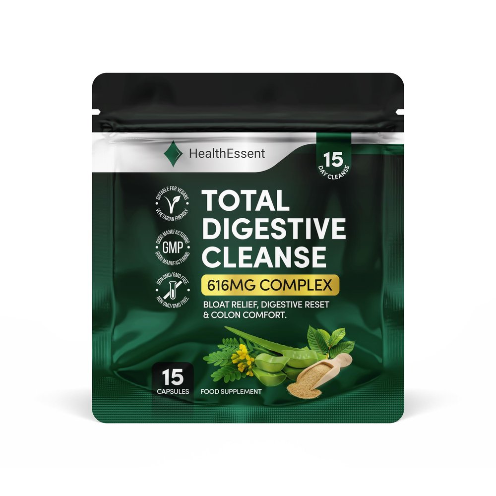 HealthEssent Total Digestive Cleanse, Fibre & Botanical Blend for Digestive Support, Gut Balance & Daily Comfort - 15 Day Programme - 15 Vegan Capsules