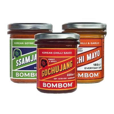 BOMBOM Korean Sauce Trio Bundle Gochujang, Ssamjang & Kimchi Mayo Authentic Korean Flavour Gift Set Kitchen Essentials for Home Chefs, BBQs & Korean Cooking Lovers
