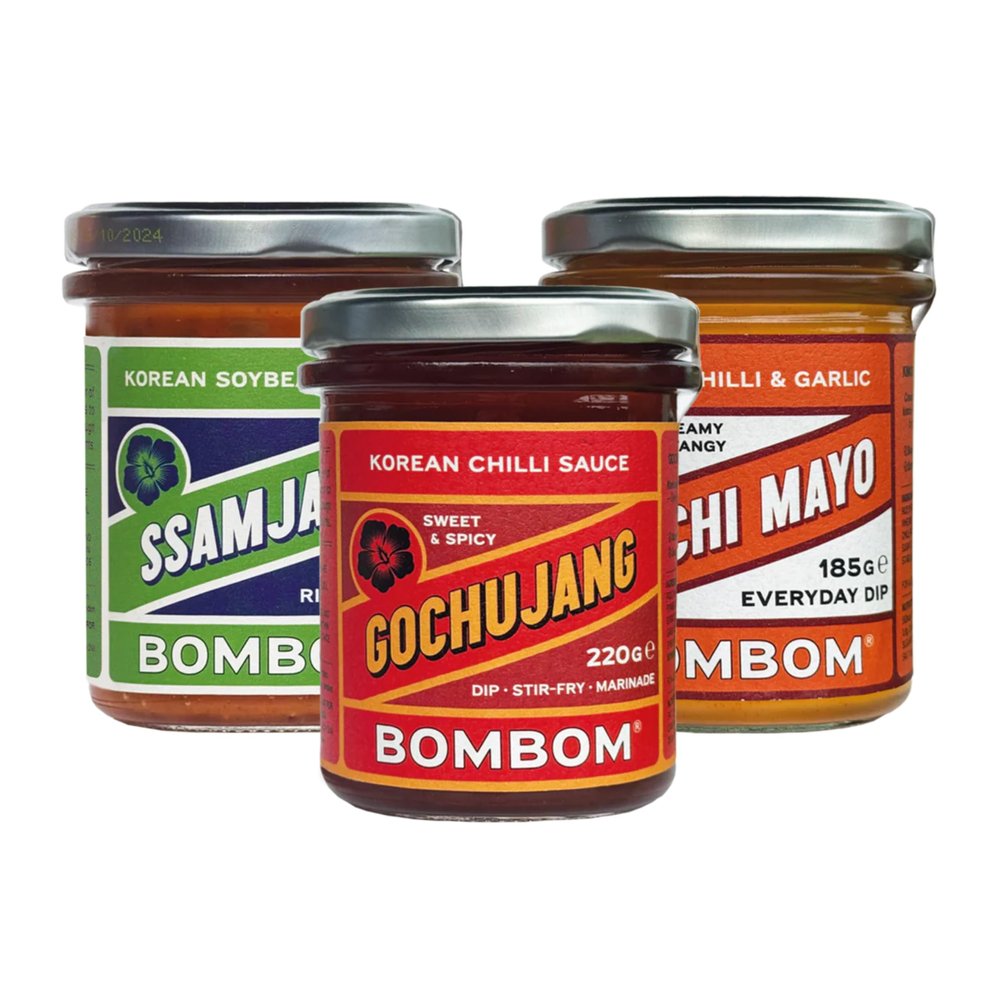 BOMBOM Korean Sauce Trio Bundle Gochujang, Ssamjang & Kimchi Mayo Authentic Korean Flavour Gift Set Kitchen Essentials for Home Chefs, BBQs & Korean Cooking Lovers