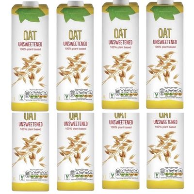 Oat Drink - 100% British Oats - Plant-Based Long Life Dairy Free & Lactose Free Milk Alternative - 1L (Pack of 8)