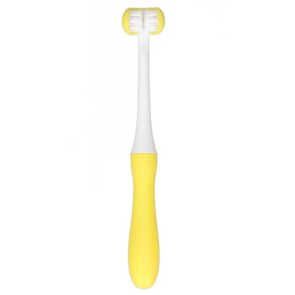 3 Sided Toothbrush Soft Matte Handle 58 Degree Inclination Practical Cleaning Tool for Infant Yellow