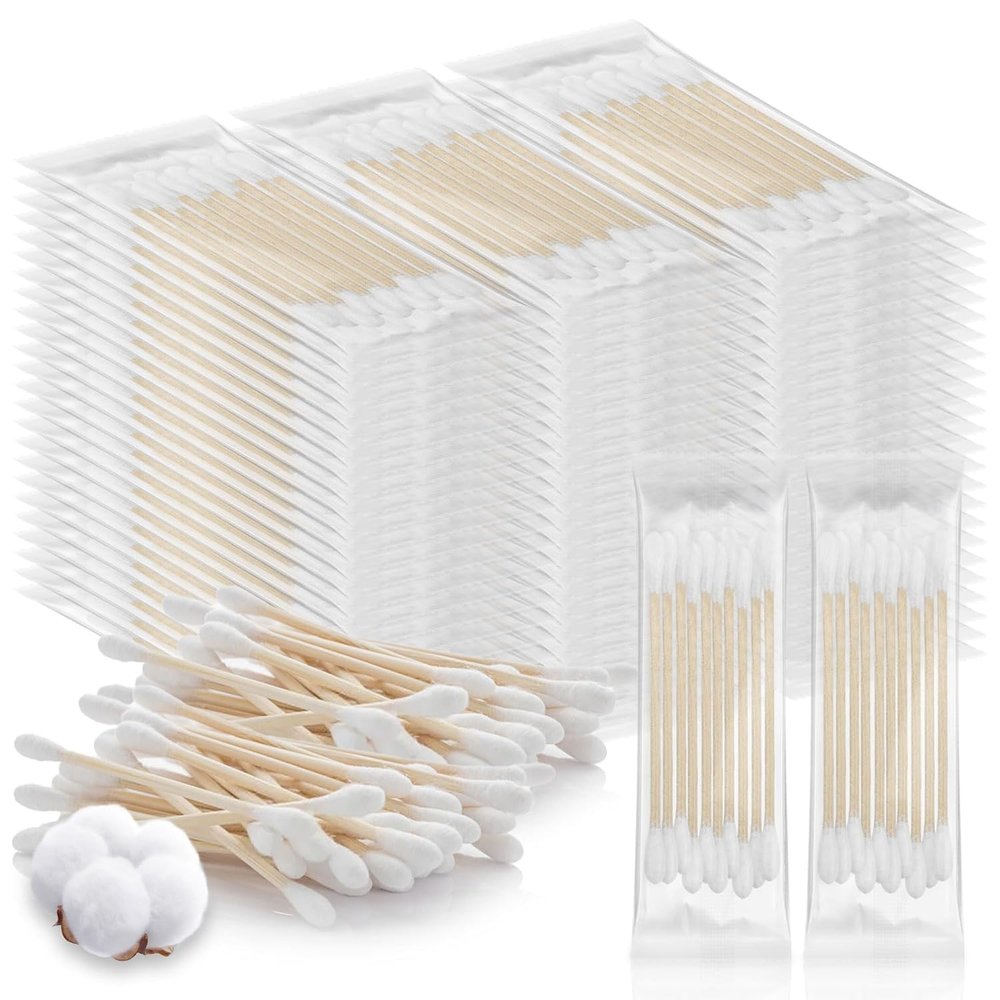 1200 Pack 6 Inch Long Wooden Cotton Swabs Extra Long Cotton Tipped Applicators for Cleaning, Beauty, Crafts and Household Use, Blue
