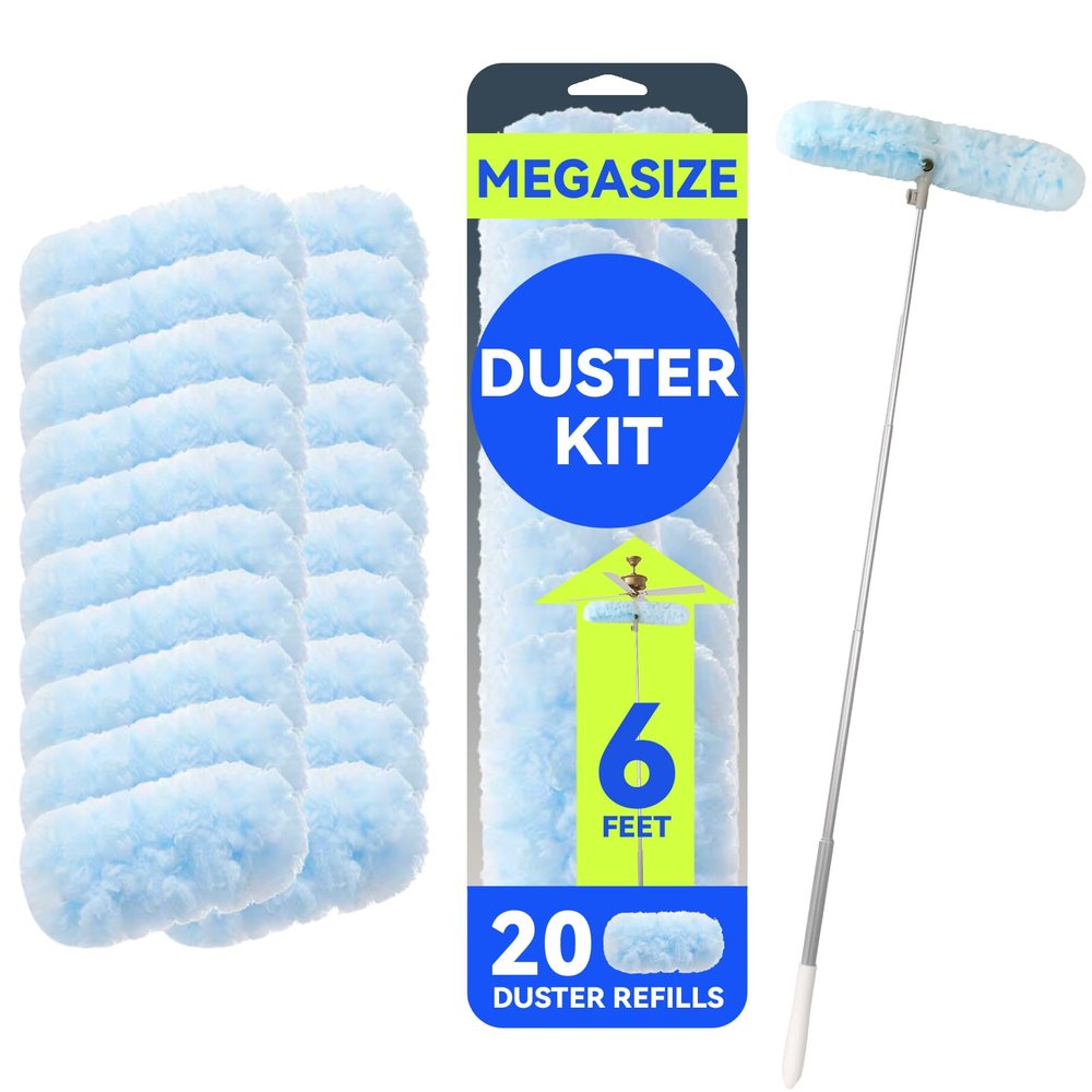 6 ft Extendable Duster Handle with 20 Pcs, Blue