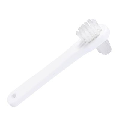 Abaodam Double-Sided Denture Cleaning Brush 4pcs Set White and Blue, Dual-Head False Teeth Toothbrush for Effective Oral Care and Retainer Cleaning