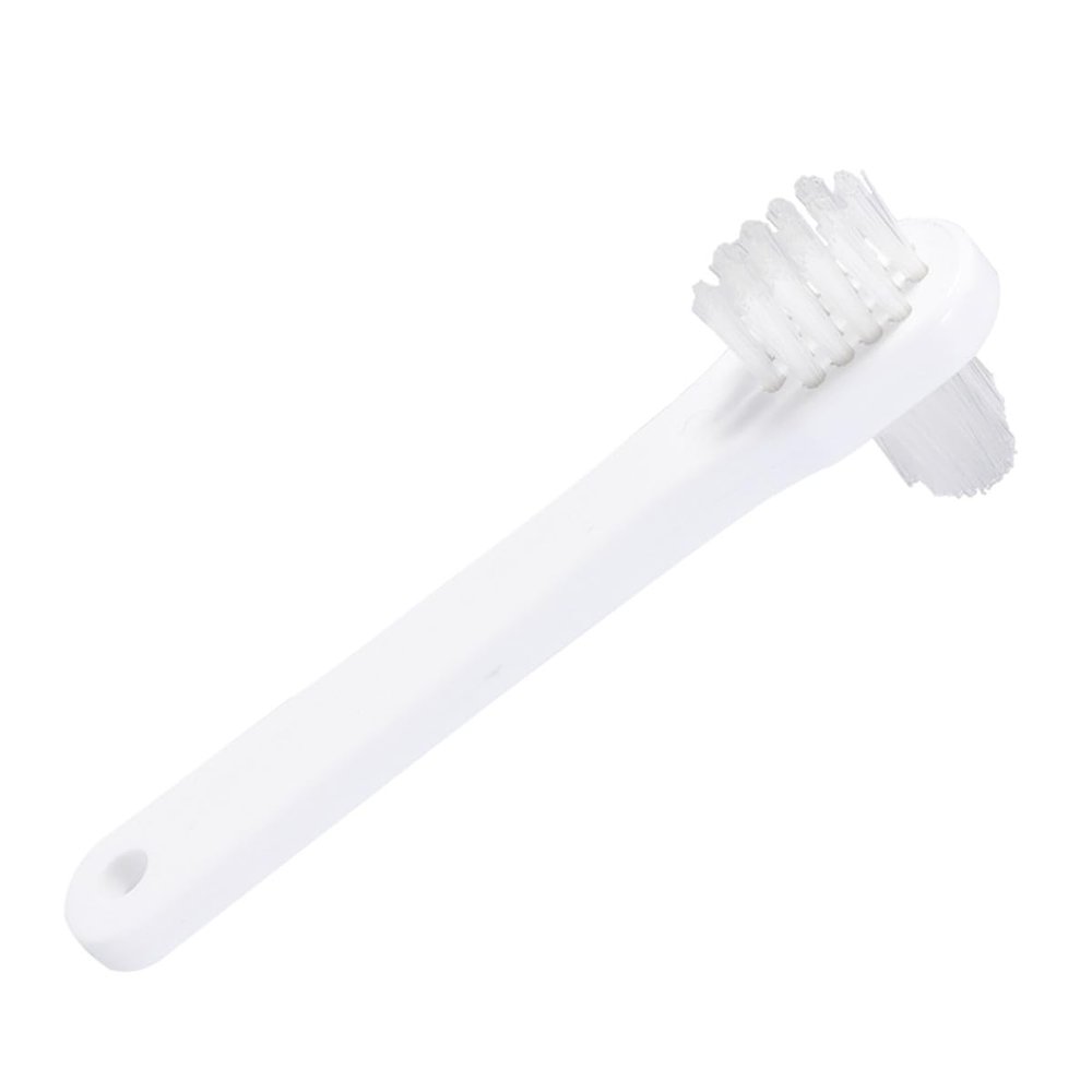 Abaodam Double-Sided Denture Cleaning Brush 4pcs Set White and Blue, Dual-Head False Teeth Toothbrush for Effective Oral Care and Retainer Cleaning