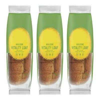 Wholesome Vitality Loaf, Gluten Free Multigrain Bread, Calcium Fortified, High Fibre, Vegan, Lactose Free, Wheat Free, 350g,Pack Of 3