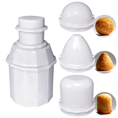Onigiri Mould Rice Ball Mold 3-in-1 Plastic Reusable Sushi Making Kit with Round and Cone Shapes for Food Shaping Lunch Bento Home DIY - Easy to Use & Clean, White