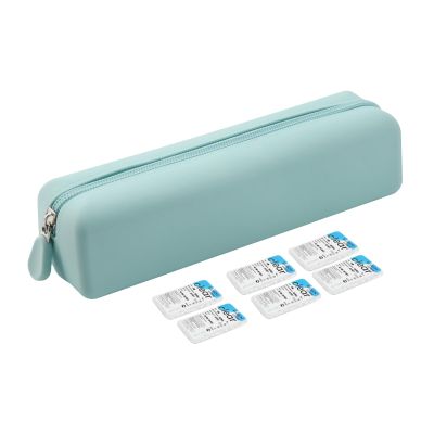 Beautyflier Disposable Daily Contact Lens Case, Travel Compact Storage Bag for All Brands Daily Lens, Water-Resistant Silicone Organizer Case, Storage Up to 40 Lenses (Light Blue)