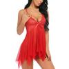DFSDJEUW women lingeries Sexy Lingerie for Women Sets Naughty Lace Sleepwear Nightwear Set Naughty One Piece Slit Babydoll V Neck Mesh Chemise Sleepwear Dress Nightdress red sexy lingerie for sets view 3