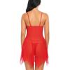DFSDJEUW women lingeries Sexy Lingerie for Women Sets Naughty Lace Sleepwear Nightwear Set Naughty One Piece Slit Babydoll V Neck Mesh Chemise Sleepwear Dress Nightdress red sexy lingerie for sets view 4