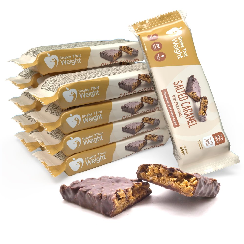Shake That Weight Crispy Salted Caramel Meal Replacement Bar |10 Pack | 15g Protein | 207 kcal | Gluten Free | Vegan Friendly | Complete Meal Replacement Bar
