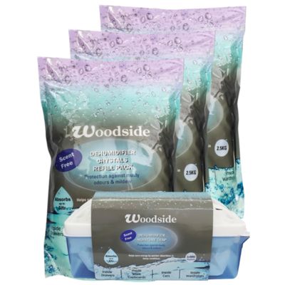 Dehumidifier Crystals Refill Moisture Absorber Refill for Damp Control 7.5kg (Scent Free) (7.5KG Refill + Trap)