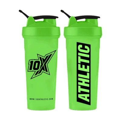 10X Athletic Neon Shaker Bottle 600ml with Mixer Ball Neon Green Protein Shaker | Workout Drink Bottle | Smoothie & Juice Shaker | Smooth & Consistent Mix | No Spill with Screw on Lid | Gym Drink