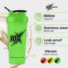 10X Athletic Neon Shaker Bottle 600ml with Mixer Ball Neon Green Protein Shaker | Workout Drink Bottle | Smoothie & Juice Shaker | Smooth & Consistent Mix | No Spill with Screw on Lid | Gym Drink view 2