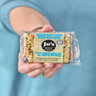 Jos Absolute Nutrition Roast Nut Brownie - Gluten-Free Cocoa Bar with Cashews & Hazelnuts, Vegetarian Snack, 100g Each (Case of 12)