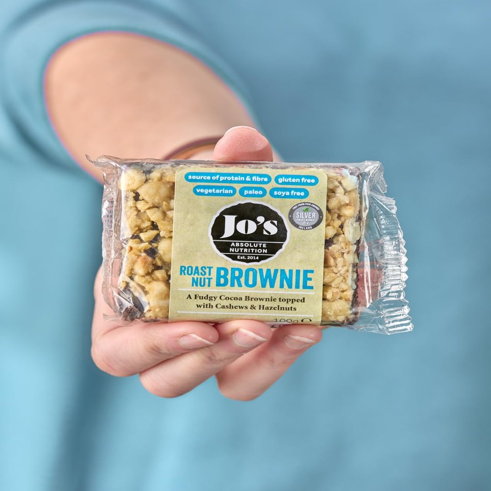 Jos Absolute Nutrition Roast Nut Brownie - Gluten-Free Cocoa Bar with Cashews & Hazelnuts, Vegetarian Snack, 100g Each (Case of 12)