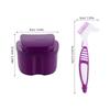 HEMOTON Denture Brush and Braces Holder Box Set with Double-Sided Cleaning Brush and Portable Storage Case for Travel Camping Oral Care Deep Purple view 2
