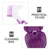HEMOTON Denture Brush and Braces Holder Box Set with Double-Sided Cleaning Brush and Portable Storage Case for Travel Camping Oral Care Deep Purple view 3