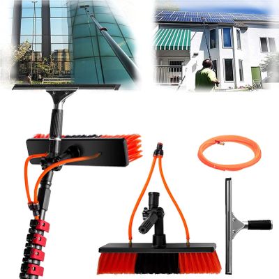 30ft Extendable Window Cleaning Brush with Wiper - Efficient Glass Cleaner Tool for Solar Panels 3.6-10.8m Reach Ideal for Home & Professional Use