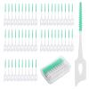 200 PCS Interdental Brushes Green, Dental Floss Sticks, Soft Silicone Tooth Picks Floss Sticks for Oral Cleaning Protecting Teeth view 1