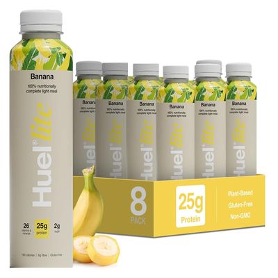 Huel Lite Ready to Drink, 8 x 500ml Bottles, 25g Banana Flavour Protein Shake, 190 Calories Meal Replacement Shake, Low Sugar, High Fibre, Vegan Protein Drinks with 26 Vitamins & Minerals