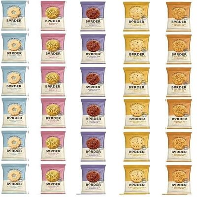 30 x Borders Biscuits Mini Mixed Flavour Packs - Contains 5 Flavours Cookies Assortment