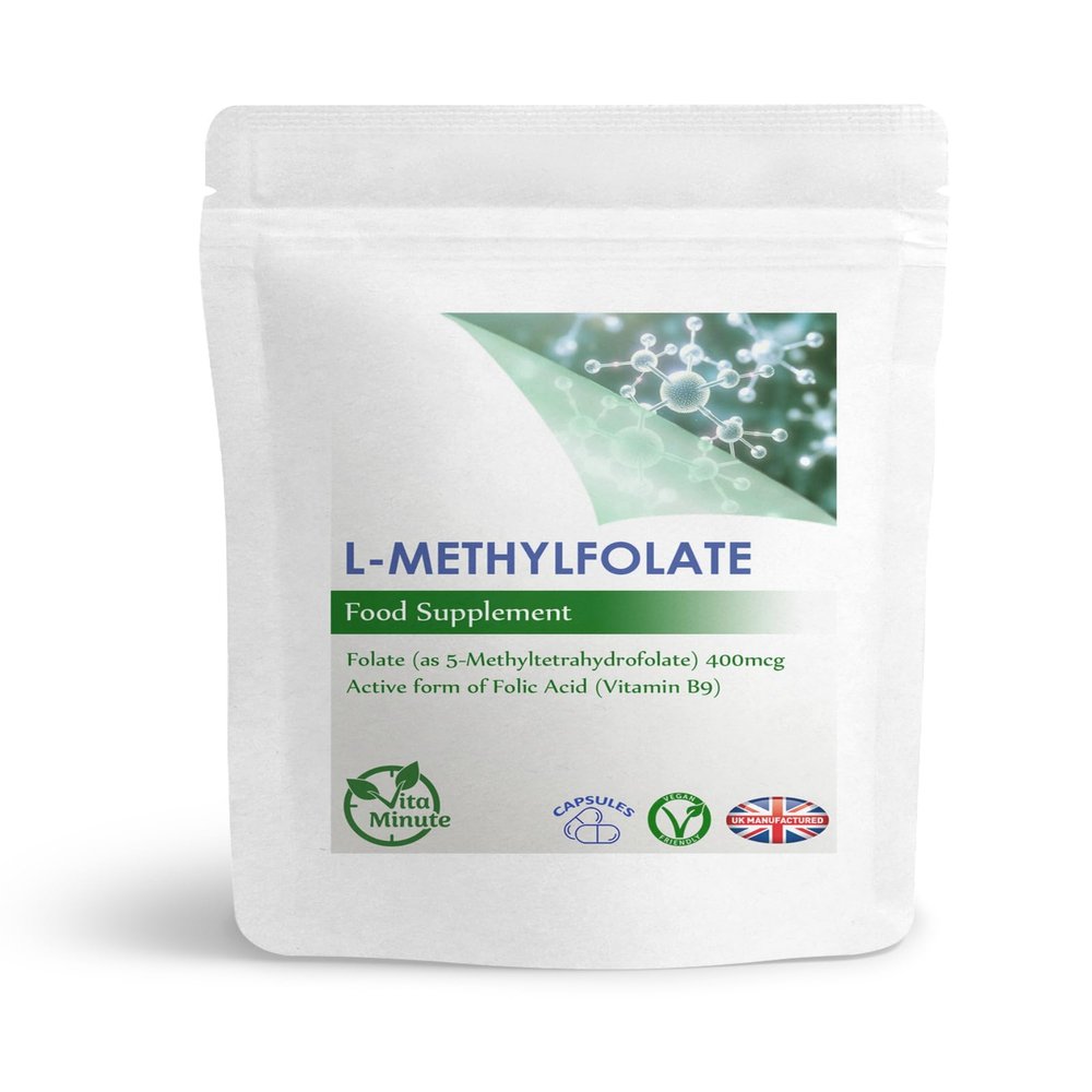 L-Methylfolate 400mcg Capsules (Vegan) Methyl Folate | Active Folate (5-MTHF) Folic Acid Supplement (Pack of 180)