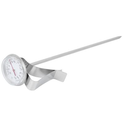 Cocoarm Coffee Thermometer with Large Round Dial, Stainless Steel and Glass Material for Precise Temperature Reading, Adjustable Clamp/Holder for Coffee Milk Candy BBQ, 7.6 Inch Long Type (Long