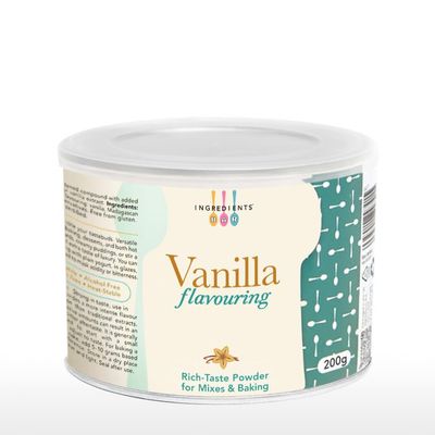 IB Vanilla Flavouring Powder 200g | Intense Vanilla Taste | Premium Blend Unsweetened, With Added Madagascan Powdered Beans | Multipurpose for Mixes & Baking