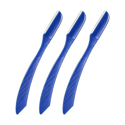 3-Pack Blue Eyebrow Shapers by Mennyback Design for Flawless Brows & Smooth Facial SkinEyebrow Razor Straight Razor&Beard Razor for Daily use or Traveling