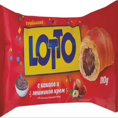 LOTTO Filled Croissant Cocoa & Hazelnut Cream | 110 g Each | Individually Wrapped | Pack of 18