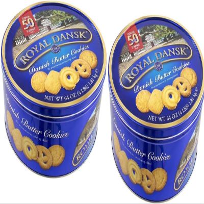 Royal Dansk Danish Butter Cookies (2 x 1.81kg) Tin Classic Assorted Biscuits Sweet & Buttery Large Family Size Cookie Tin Great for Gifting & Sharing (pack of 2)