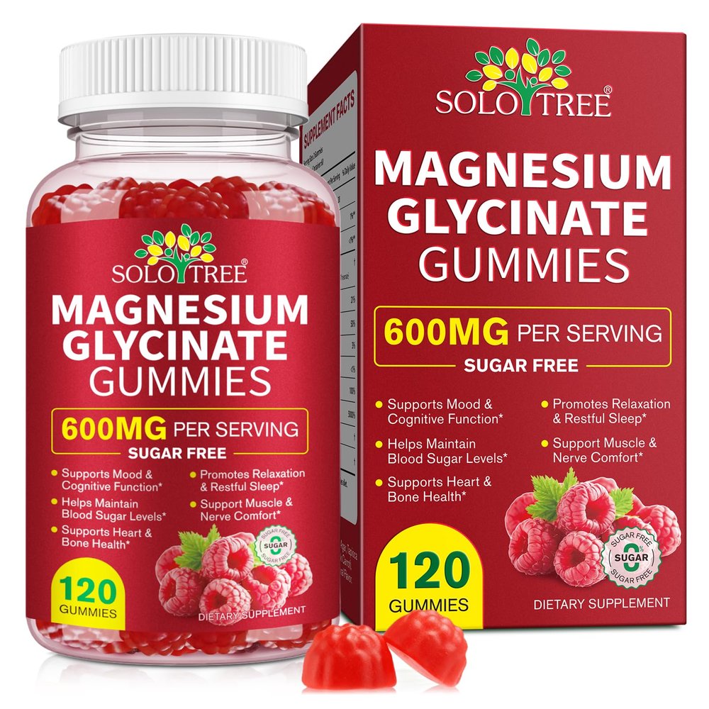Magnesium Glycinate Gummies 600mg Sugar-Free High Absorption, Supports Relaxation, Calm & Restful Sleep, with Vitamin B6 & D3 120 Berry-Flavor Gummies