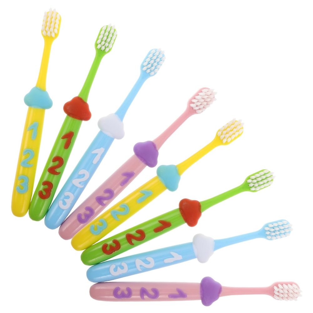 CHILDWEET 2 Sets Kids Toothbrushes Soft Bristle Manual Toothbrush with Fun Number Handle for Daily Oral Care and Cavity Prevention Plastic Baby Dental Brush for Household Use
