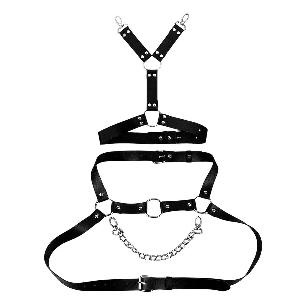 1 Piece Of Punk Style Leg Ring And 1 Strap, Trendy Dress-Up Accessories, Role-Playing Costumes, Suitable For Parties And Performances.