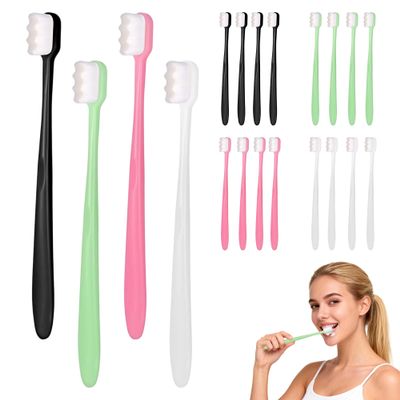20PCS Soft Toothbrush for Adults Multi-Piece Nano Tooth Brushes Set 4 Colors Soft Bristle Toothbrushes Sensitive Toothbrushes Gentle Clean Oral Care Ultra-Fine Children Adult Manual Toothbrush
