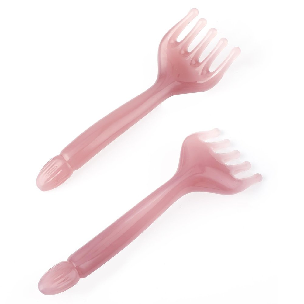 2-Piece Manual Head Scalp Massager, 5-Claw Scalp Massage Tool & Scraper, Handheld Resin Hair Relaxation Comb for Father's & Mother's Day Gift