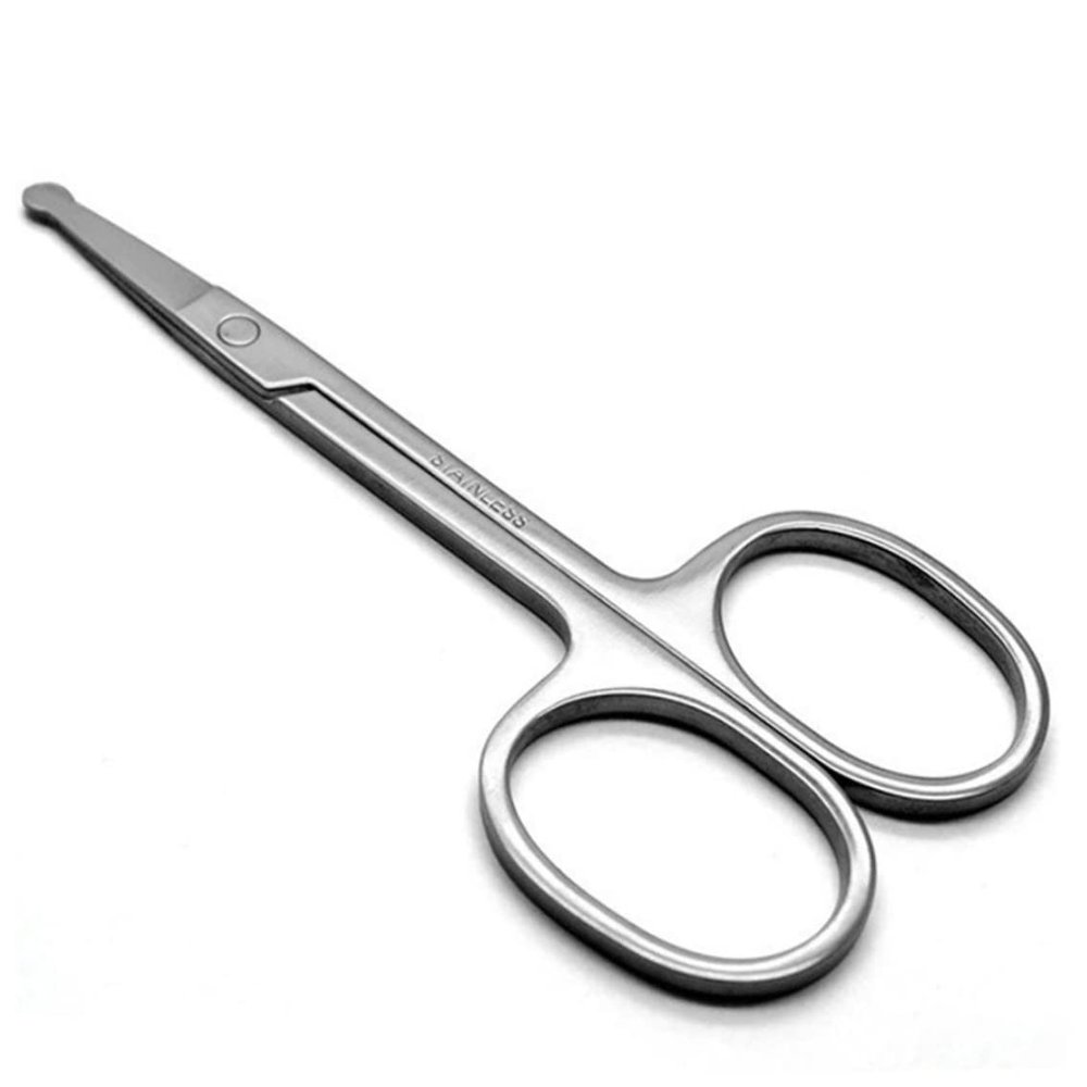 Professional Facial Hair Scissors Solid Stainless Steel Scissors Round Safety for Eyebrows Eyelashes Nose Hair Ear Mustache Trimming