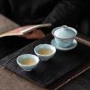 LEEDJUINE Vintage Cracked Glaze Ruyao Ceramics Gaiwan 3pc Set with Gift Box, 150ml 5.1oz, Chinese Handmade Kungfu Tea Set view 2