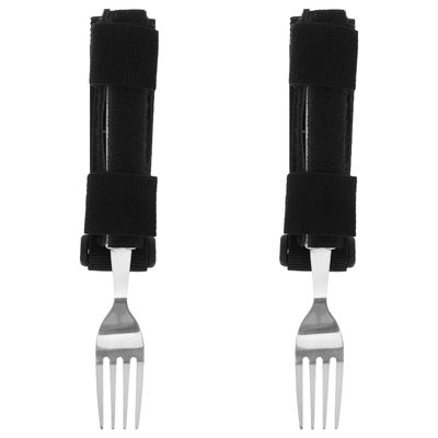 WRITWAA 2pcs Elderly Adaptive Eating Utensils Fork Holder for Disabled Arthritis Patients Self-feeding Assistive Tableware Adjustable Strap