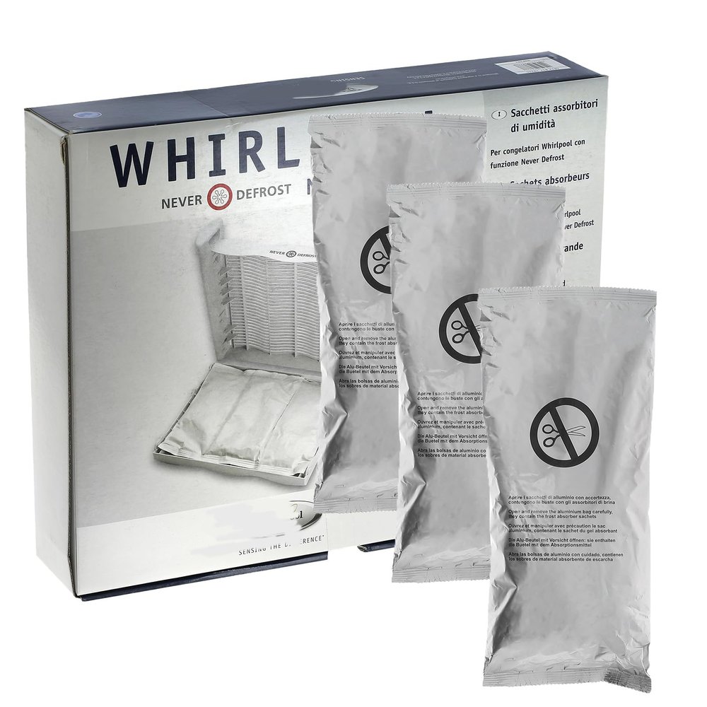 Masterpart Whirlpool NDF207 Never Defrost Moisture Absorber Bags, Pack Of 3, To Fit Whirlpool Fridge Freezers C00375054, 481281719244