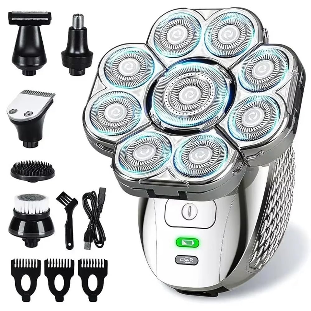 Aboiled Upgraded 9 Floating Heads 4D Head Shaver for Bald for Men, 6-in-1 Rechargeable Waterproof Wet Dry for Bald Head Trimmer