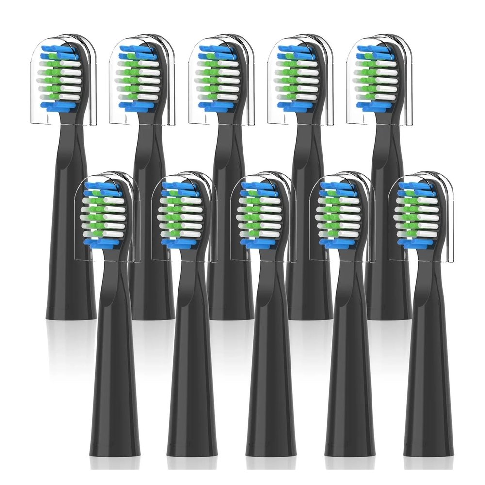 10PCS FW-E11 E10 E6 D7S Electric Toothbrush Replacement Brush Heads,Compatible for Fairywill, E11 Electric Toothbrush(10PCS Black)