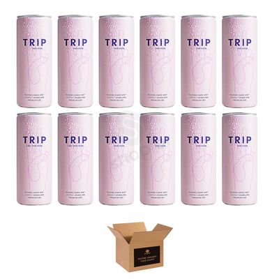Calming Drink for Adults | 120mg Magnesium with Lions Mane, Chamomile & Lemon Balm | Low Calorie, No Sugar, Vegan Wellness Beverage | Relaxation & Stress Relief (Trip,Infused Elder Flower Mint 12Pk)