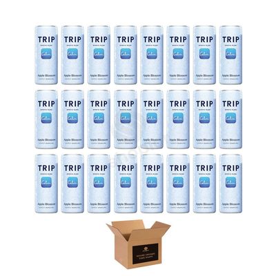 Calming Drink for Adults | 120mg Magnesium with Lions Mane, Chamomile & Lemon Balm | Low Calorie, No Sugar, Vegan Wellness Beverage -Relaxation & Stress Relief (Trip,Mindful Blend Apple Blossom 24Pk)