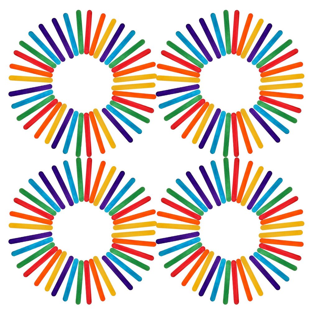 FOMIYES 400pcs Colorful Jumbo Ice Lolly Sticks Wood Craft Making Sticks for Boys and Girls Art Supplies Ice Lolly Craft for School Projects