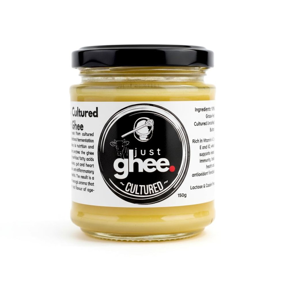 Just Ghee Cultured Ghee 150g | Made from Cultured (Fermented) Grass Fed Butter | Rich & Aromatic Clarified Butter | High Smoke Point Cooking Fat