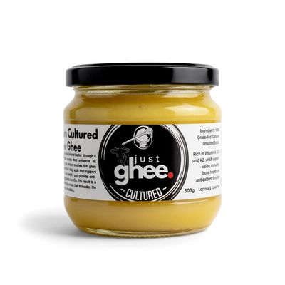 Just Ghee Cultured Ghee 300g | Made from Cultured (Fermented) Grass Fed Butter | Rich & Aromatic Clarified Butter | High Smoke Point Cooking Fat