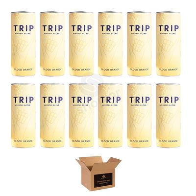 Calming Drink for Adults | 120mg Magnesium with Lions Mane, Chamomile & Lemon Balm | Low Calorie, No Sugar, Vegan Wellness Beverage | Relaxation & Stress Relief (Trip,Mindful Blend,Blood Orange 12Pk)