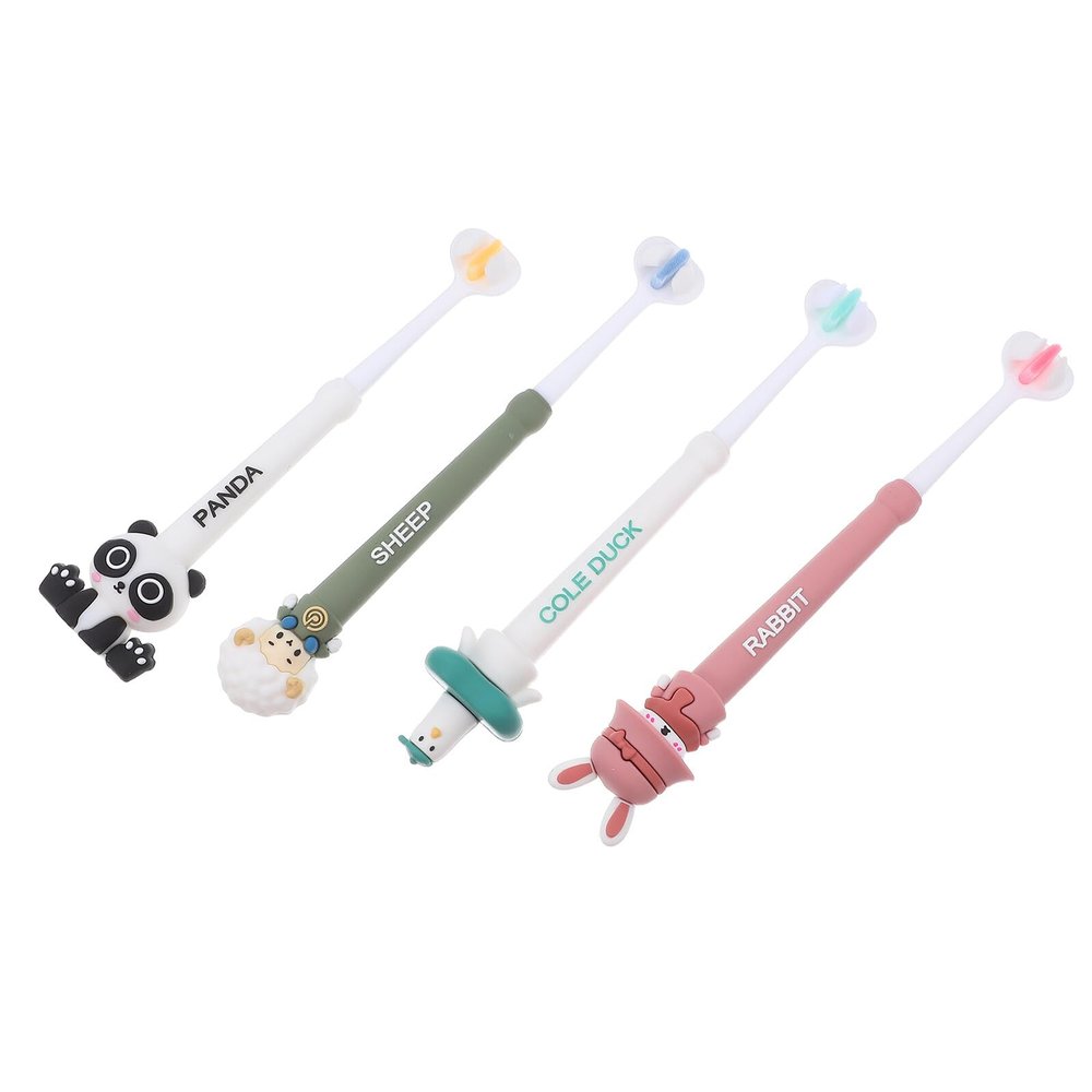 PAMINGONO 4pcs Boy Girl's Three-Sided Toothbrush Soft Bristles Gentle Oral Care for Boys and Girls Toddlers Girl Finger Brushing
